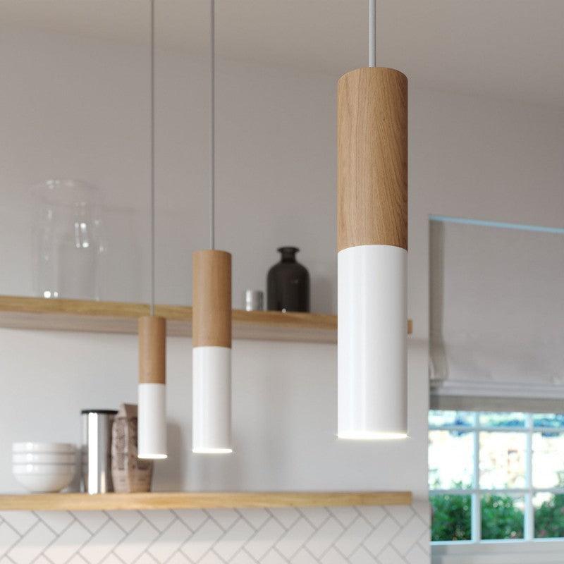 Hanglamp minimalistisch spot design E14 hout 30 cm - FOIR