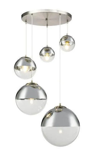 Hanglamp glazen bollen 5x glas rond