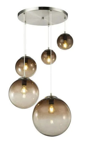 Hanglamp chrome 5 glazen bollen industrieel  15861-5