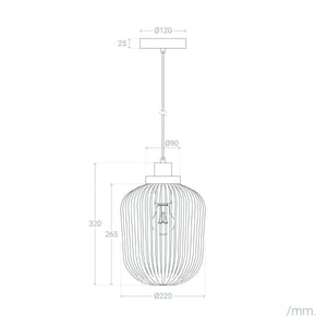 Hanglamp smokeglas metaal en goud E27 fitting 'Vester' - FOIR