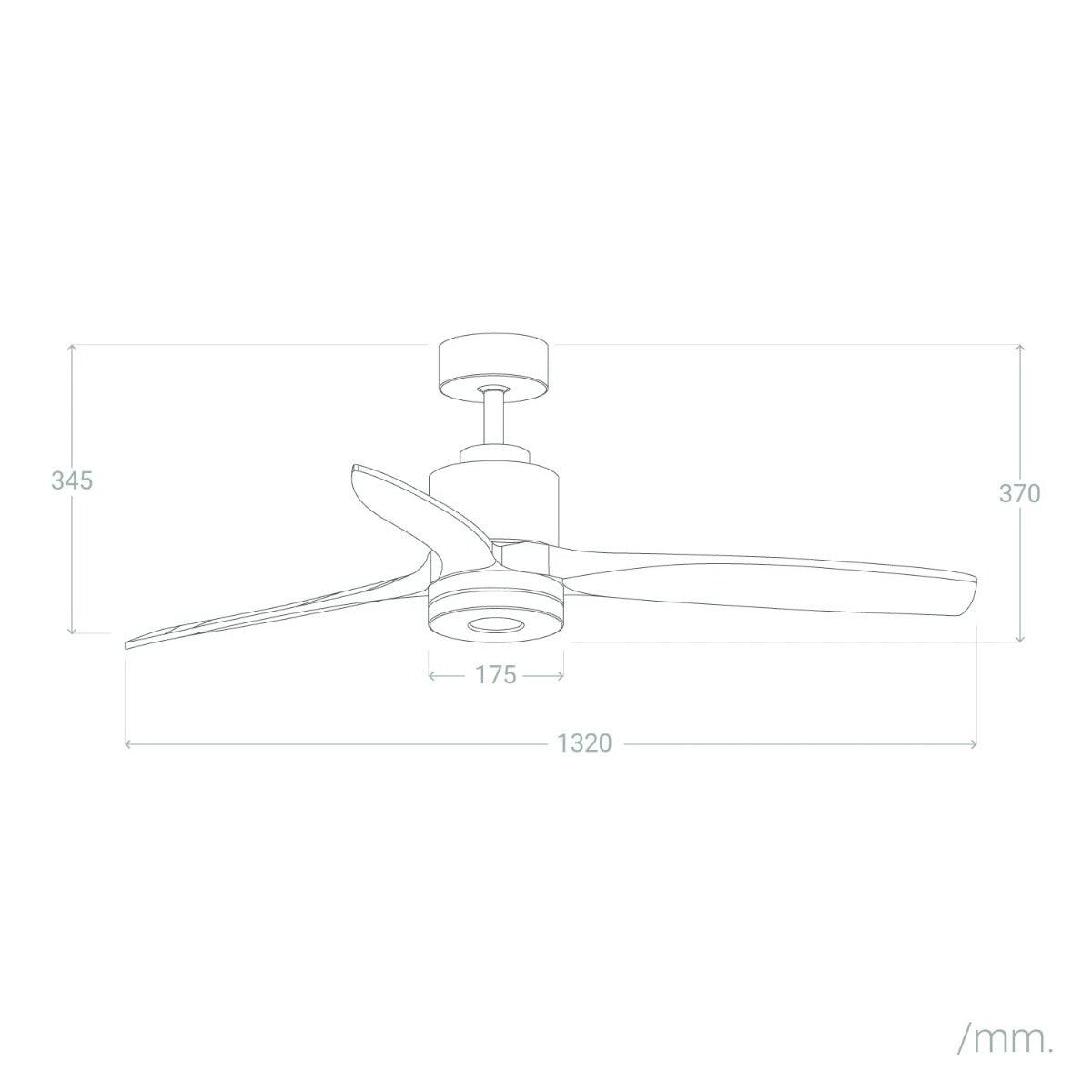 Ventilator wit met hout & afstandsbediening 'Johnny' 132cm