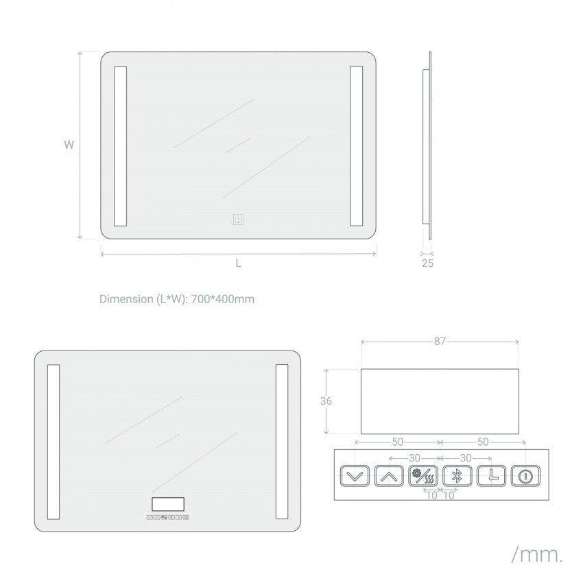 Badkamerspiegel led 'Mimisan' Anti-condens LED Decoratieve CCT Spiegel met Touch Switch 700mm - FOIR