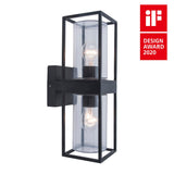 Buitenlamp zwart staal en glas e27 fitting voordeur