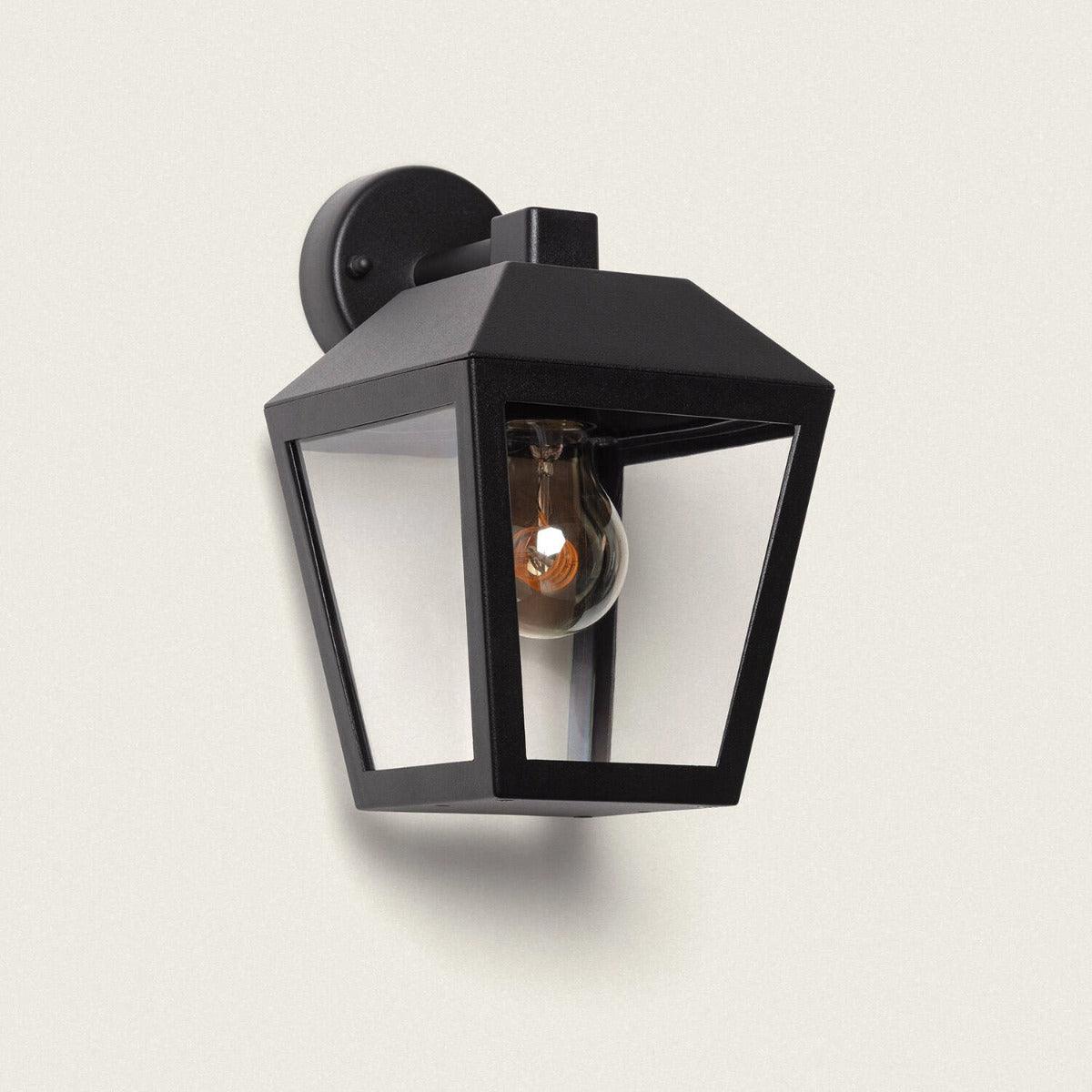 Buitenlamp zwart glas e27 fitting 'Selene' down voordeur metaal