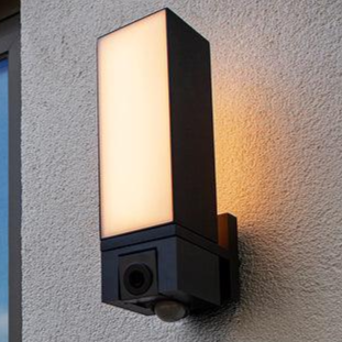 Buitenlamp met camera 'Cuba' voordeur lamp zwart led lamp 32 cm