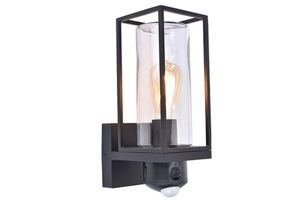 Buitenlamp camera Beveiliging 'Flair' metaal glas zwart 32cm - FOIR