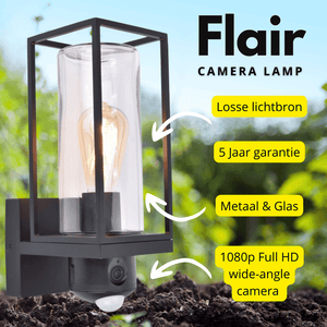 Buitenlamp met camera zwart e27 fitting lutec flair