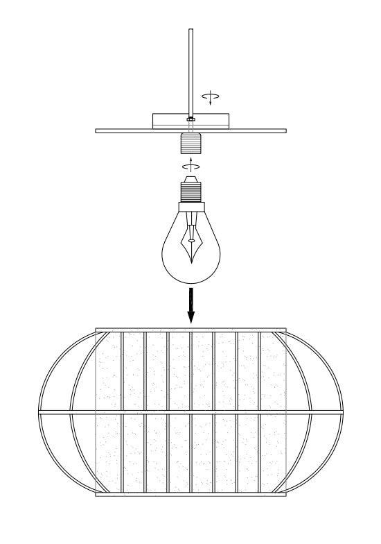 Plafondlamp bamboe 400mm E27 fitting rond 'Geoffrey'