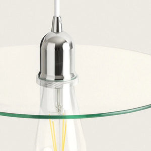 Hanglamp chrome met ronde glazen kap E27 fitting 'Emmanuel' 30 cm - FOIR