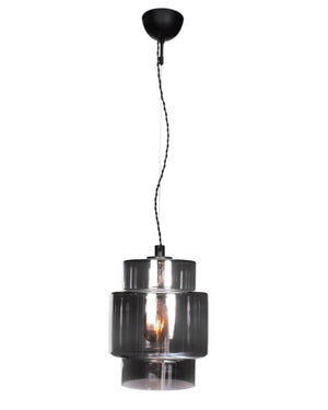 Zwarte hanglamp met smokeglazen kap en E27 fitting By Rydens Ebbot - FOIR