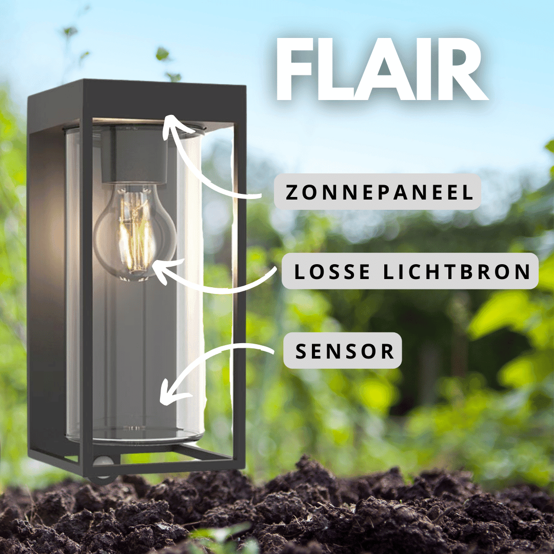 Buitenlamp met sensor solar modern e27