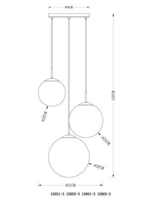 Hanglamp glazen bollen Afmetingen varus glazen bollen 3 hanglampen