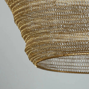 Gouden hanglamp metaal 470mm e27 gevlochten ontwerp
