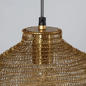 Gevlochten hanglamp goud e27 fitting