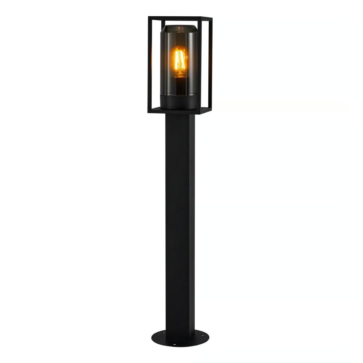 Tuinlamp staand zwart met smokeglas & E27 'Griffin' 80cm