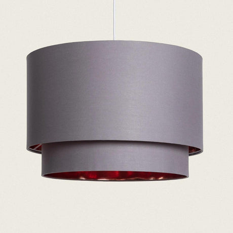 Hanglamp grijze kap dubbel e27 fitting modern 