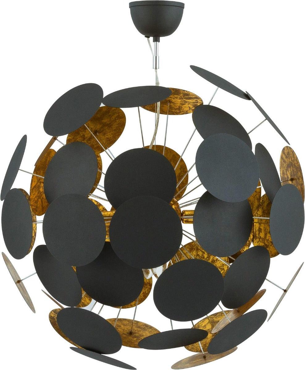 Hanglamp zwart 'Planet XL' By Rydens goud 6x e14 fitting 66 cm - FOIR