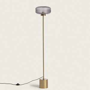 Hoge klassieke vloerlamp e27 fitting schakelaar goud en glas 