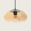 moderne hanglamp amberglas en e27 fitting rond deisgn 