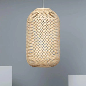 hanglamp gevlochten bamboe met een E27 fitting voor slaapkamer of woonkamer