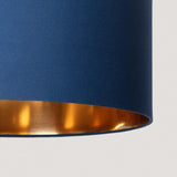 Hanglamp stoffen kap met reflecterende binnenkant 'Martin'-blauw