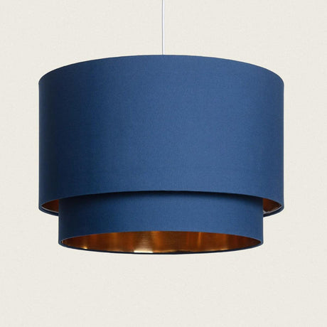 Blauwe hanglamp dubbele kap goud e27 fitting modern slaapkamer of woonkamer 