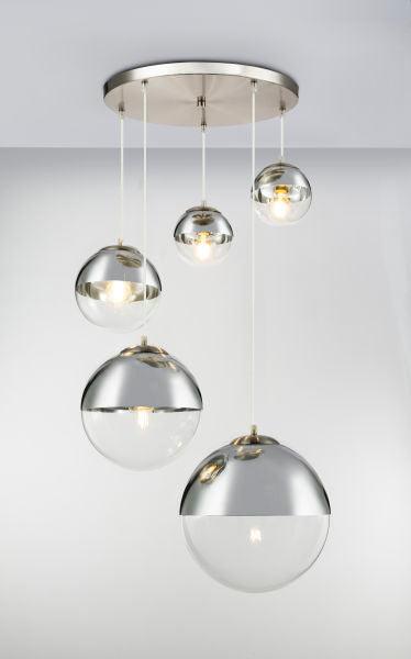 Hanglamp bollen e27 fitting glazen bollen zilver design