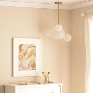 Hanglamp modern goud met opaalglas E27 fitting 'Kenji'