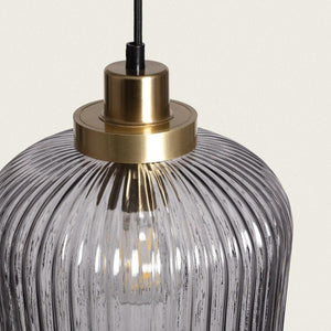 Hanglamp smokeglas metaal en goud E27 fitting 'Vester'