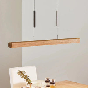 Hanglamp hout modern led lamp balk verstelbaar voor boven de eettafel