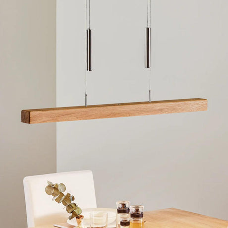 Hanglamp hout modern led lamp balk verstelbaar voor boven de eettafel