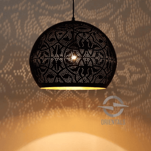 Marokkaanse hanglamp 'Thom' oosterse hanglamp filigrain stijl open zwart/goud 400mm - FOIR