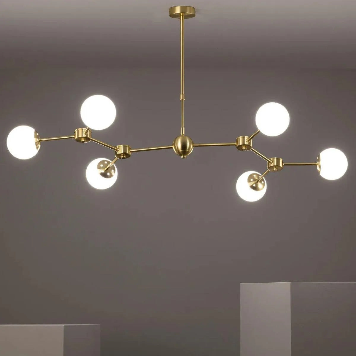 Hanglamp verstelbaar goud & opaalglas G9 fitting 'Fonti'