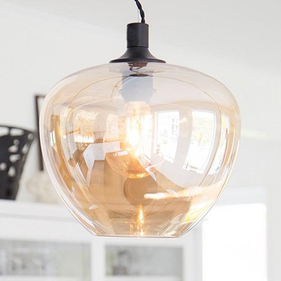 Hanglamp glas amber By Rydens 'Bellissimo' E27 fitting modern 28 cm - FOIR