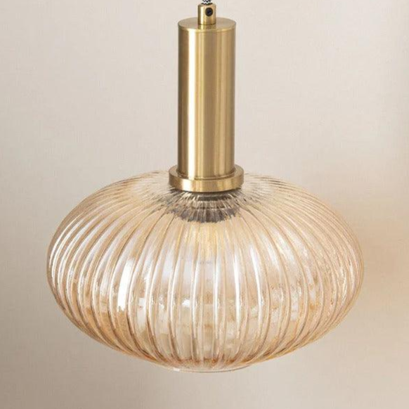 Klassieke hanglamp goud met glazen kap E27 fitting 'Laurie' 24 cm