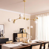 moderne gouden hanglamp met opaalglas 