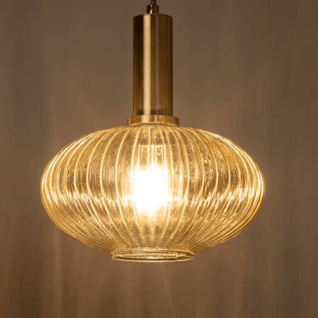 Hanglamp goud met glazen kap e27 fitting 