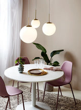 Hanglamp messing & opaalglas rond E27 fitting 'Grant' 25cm