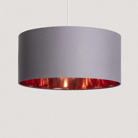 Grijze stoffen hanglamp E27 fitting minimalistisch grote kap 