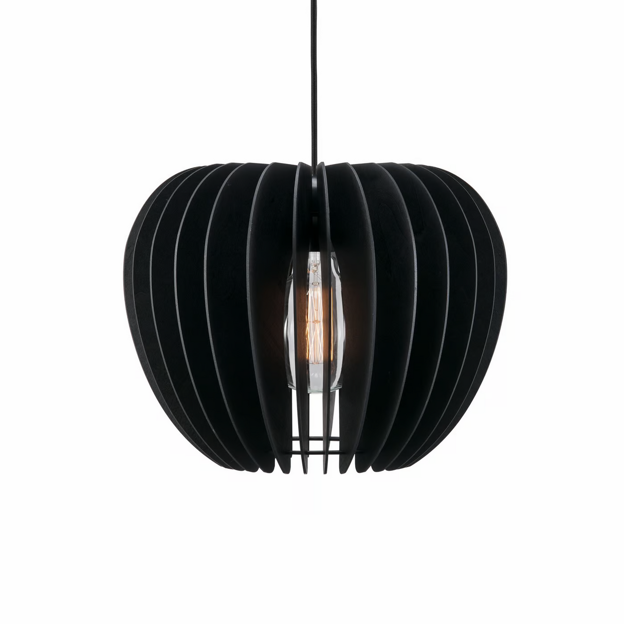 Hanglamp zwart 'Tribeca 38' design lamp hout rond 38 cm