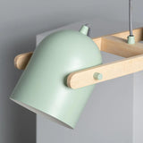 Verstelbare hanglamp hout met groene kappen 'Jasper' 780mm E27