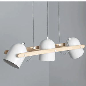 Hanglamp hout en metaal verstelbaar wit