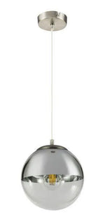 Hanglamp glazen bol 'Varus' - nickel mat - glas transparant - FOIR