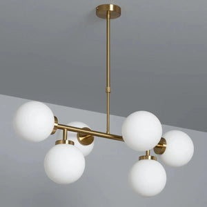 Hanglamp messing en opaalglazen bollen E27 fitting 'Bizier' - FOIR