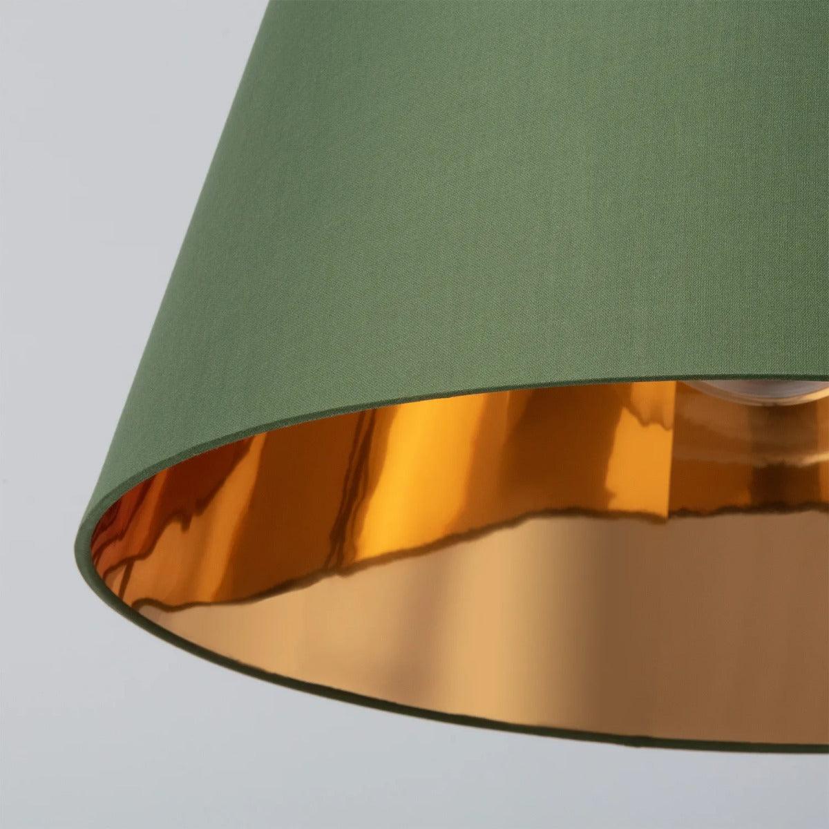 Hanglamp stoffen kap groen & goud met E27 fitting  'Lance'