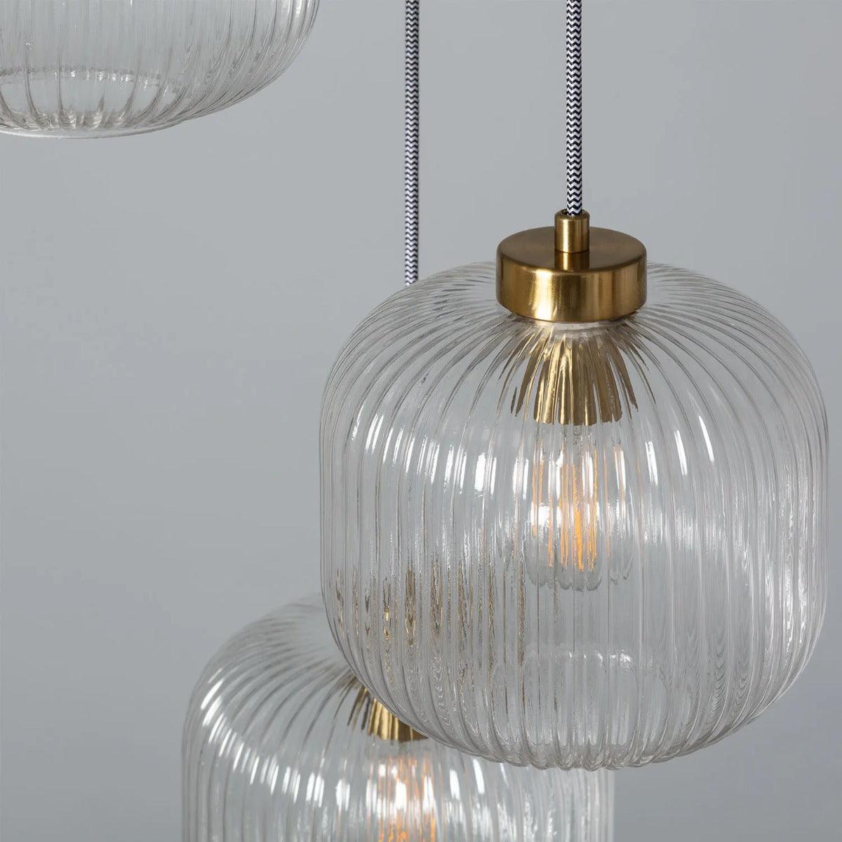 Klassieke hanglamp goud met glazen kappen E27 'Randolph' 44 cm