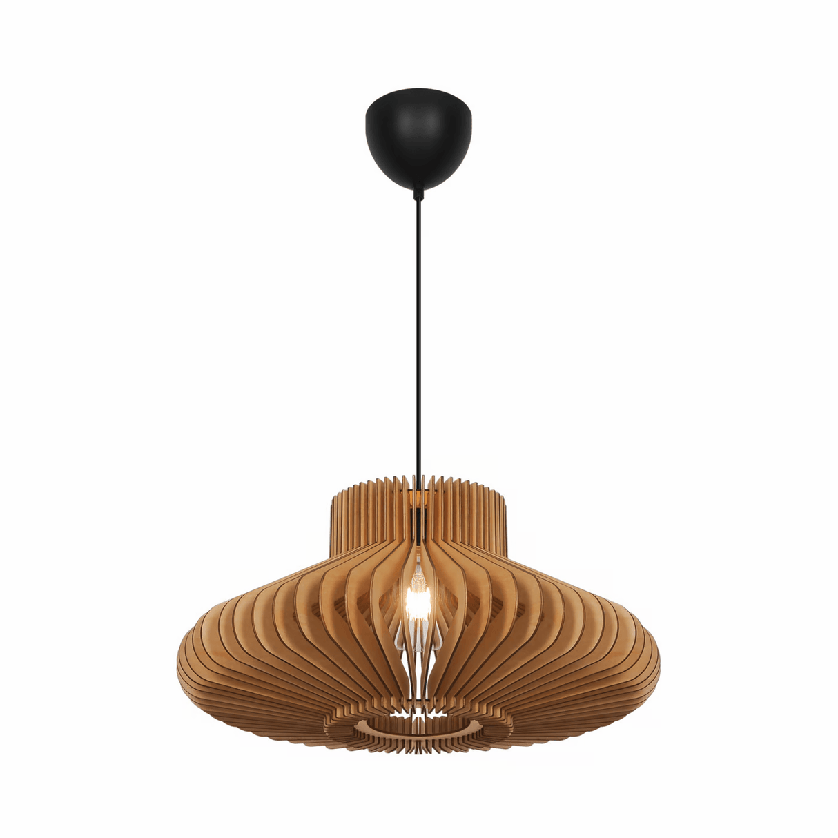 Hanglamp hout groot 'Manago' rond design e27 50cm