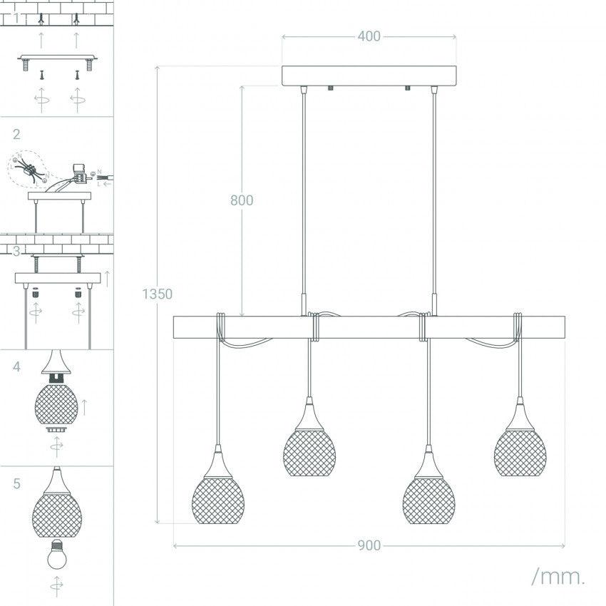 Hanglamp eettafel led met houten balk