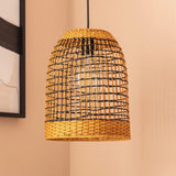 hanglamp gevlochten bamboe rotan bruin zwart e27 fitting design modern groot