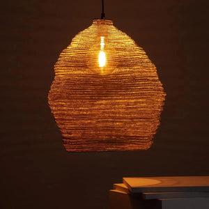 Hanglamp goud net gevlochten 'Eimear' e27 fitting rond 47 cm - FOIR